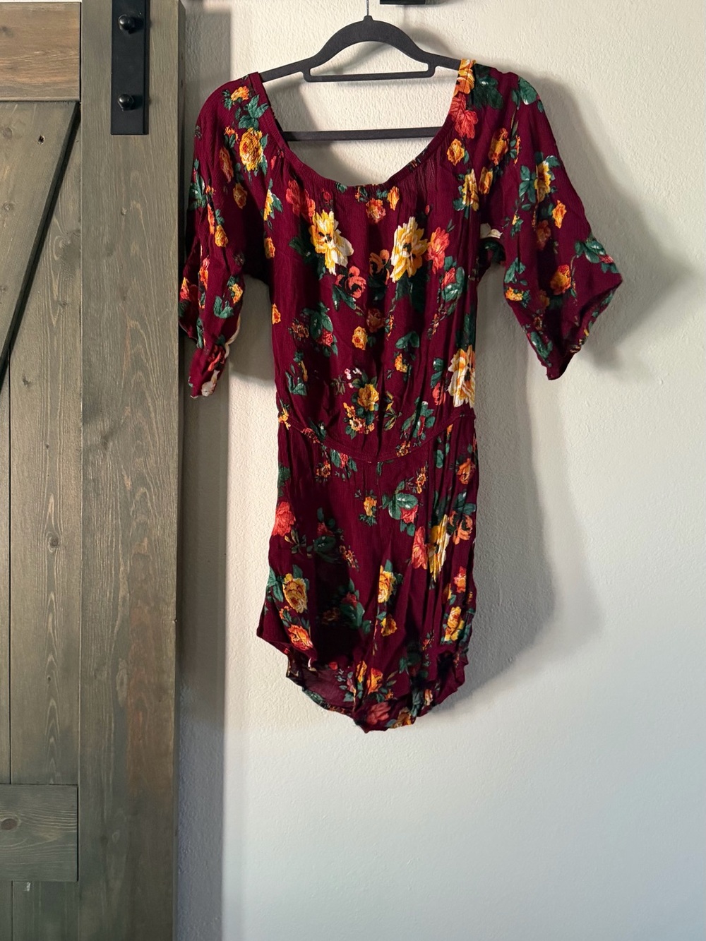 Ambiance Burgundy Floral Top with Multicolor Bloom